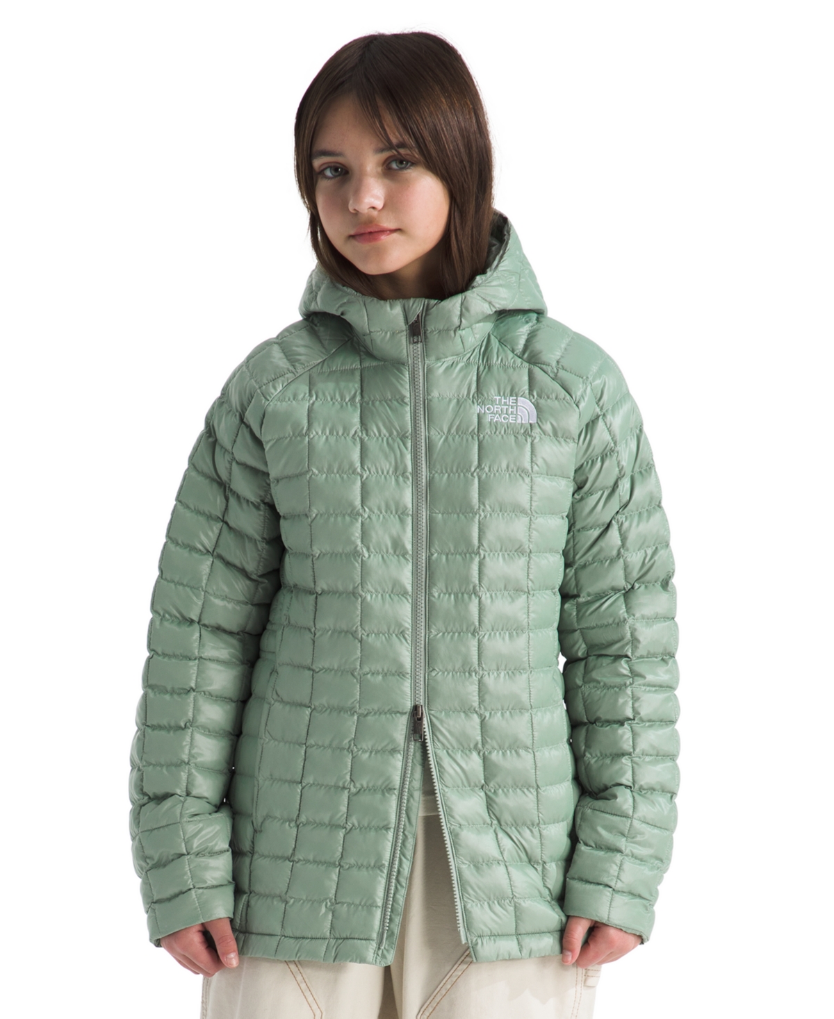 The North Face Girls 6-16 Thermobal Parka Jacket In Green