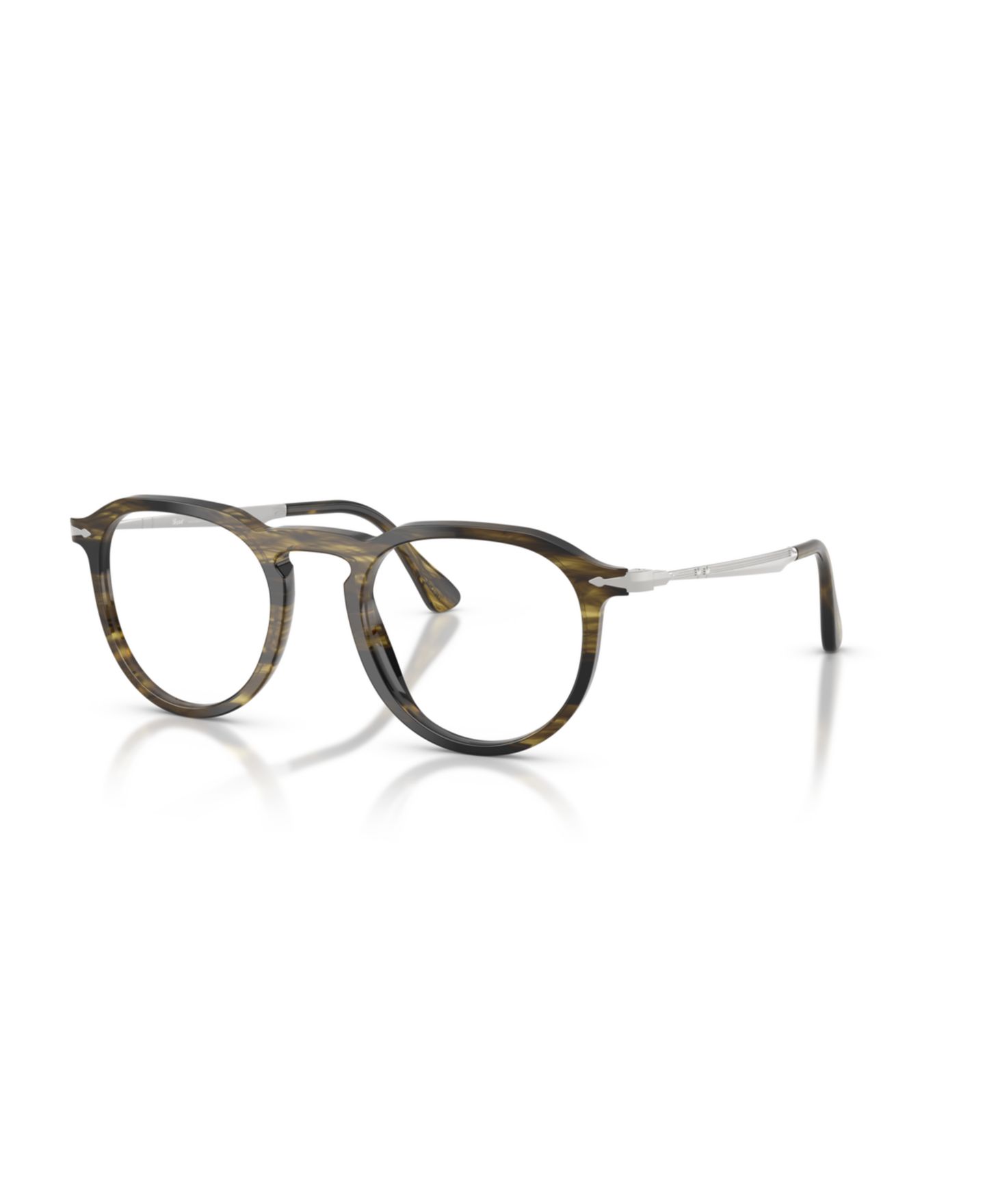 Очки Persol Unisex Pillow Plastic PO3387V - Pier Eyeglasses, цвет: Полосатый чёрный оливковый зелёный — фото 1