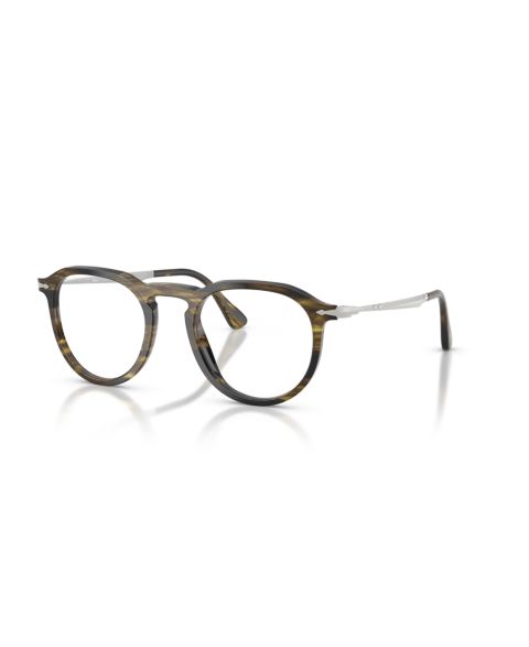 Очки Persol Unisex Pillow Plastic PO3387V - Pier Eyeglasses, цвет: Полосатый чёрный оливковый зелёный