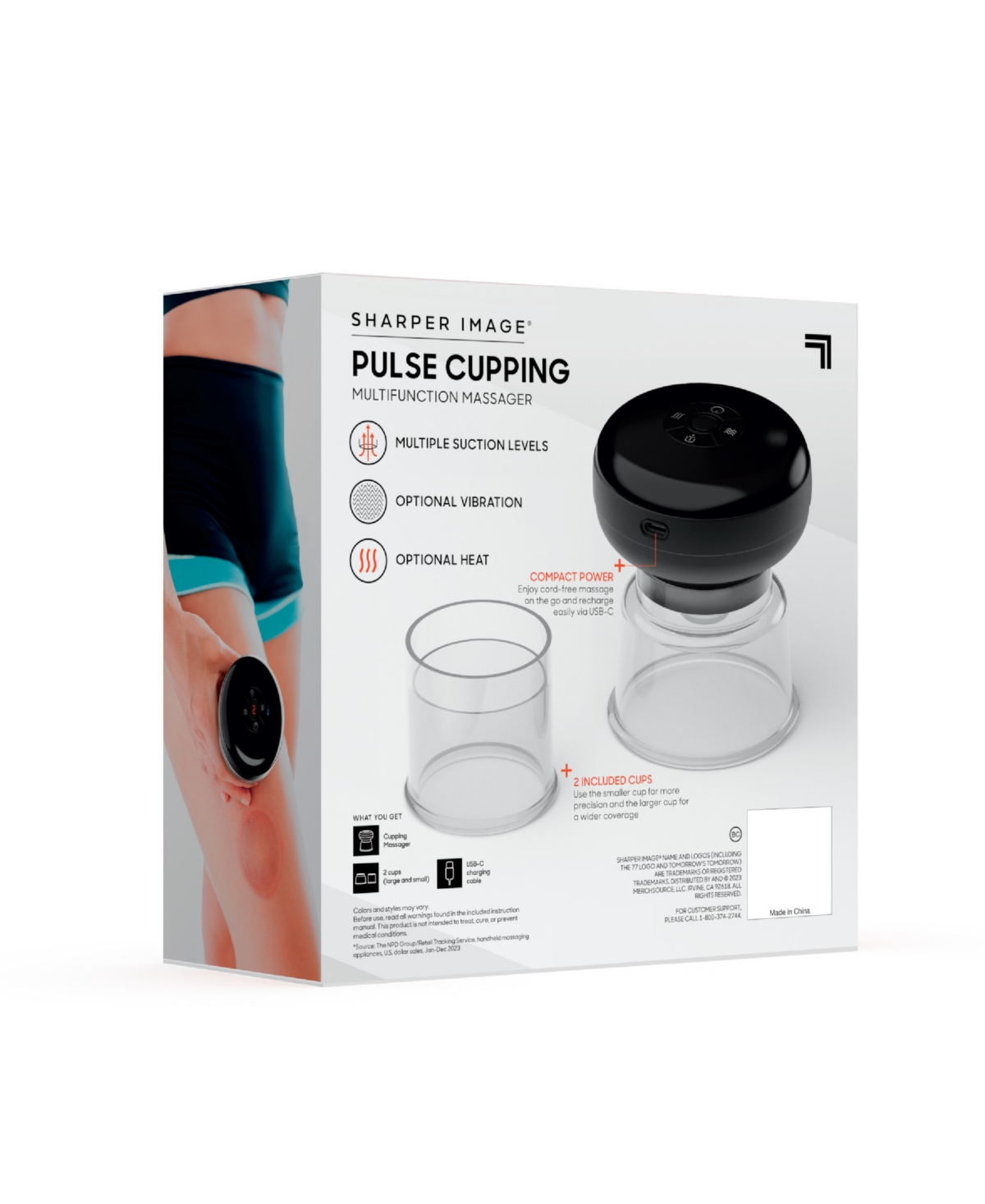 Sharper Image Pulse Cupping Multifunction Massager In Black