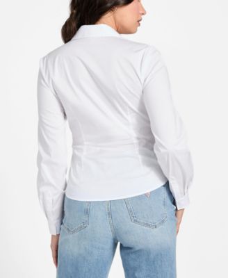 Women's Emily Shirred Long-Sleeve Collared Shirt