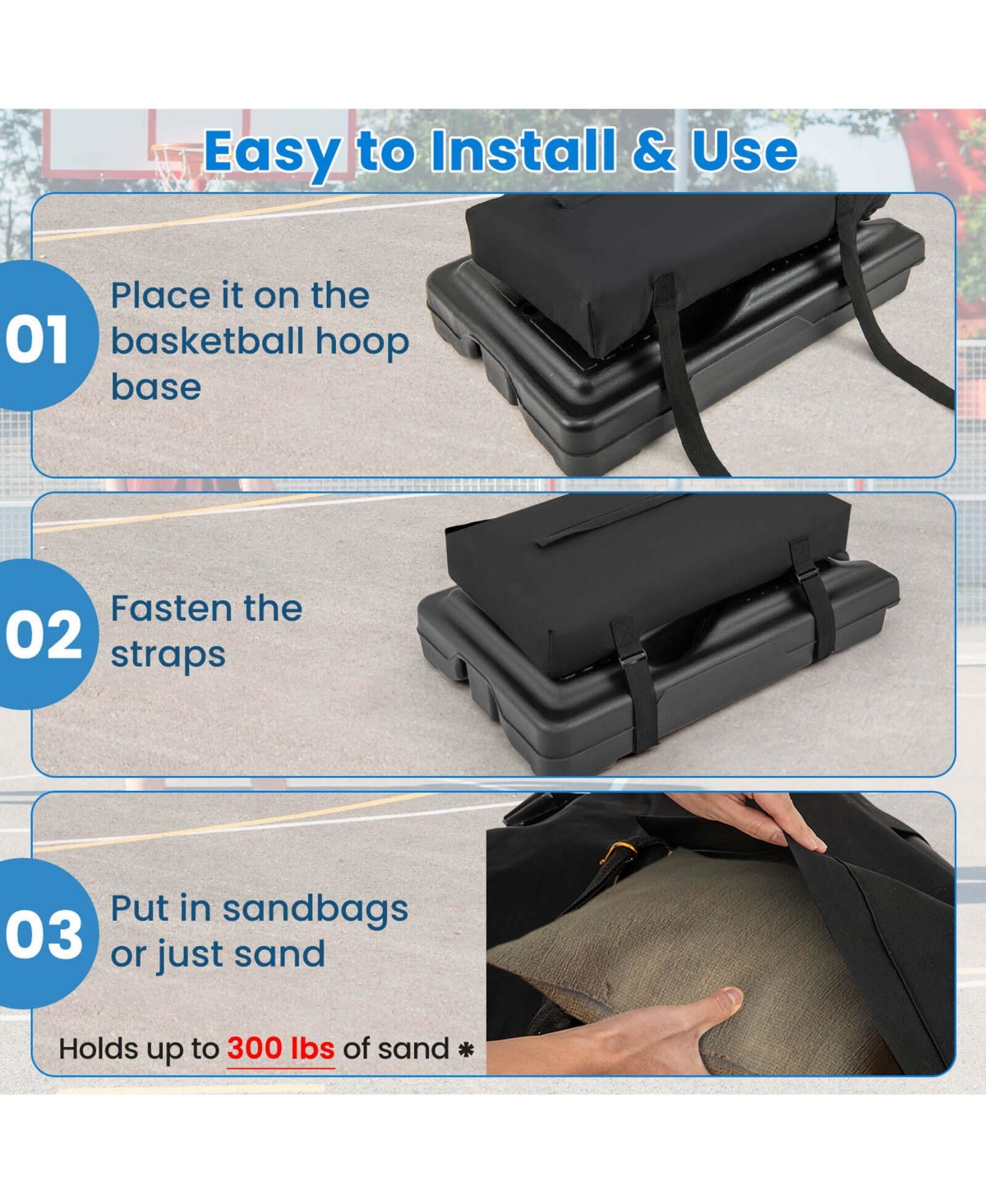 Costway Portable Basketball Hoop Stand Adjustable Height with Shatterproof Sandbag Wheels