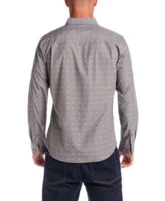 Men's Long-Sleeve Jacquard Dobby Chambray Shirt