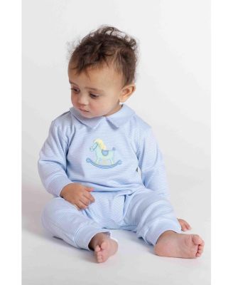 Baby Boys Stripe Knit Longall With Rocking Horse