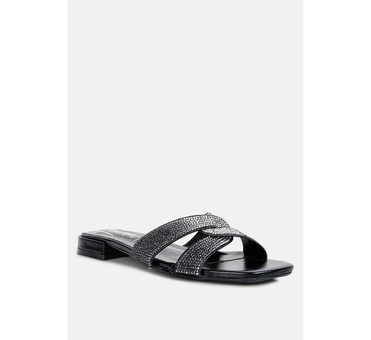 Women's Rum Cake Cross Strap Rhinestone Sandals