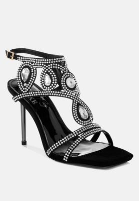 Womens Fialka Diamante & Rhinestones Stiletto Sandals