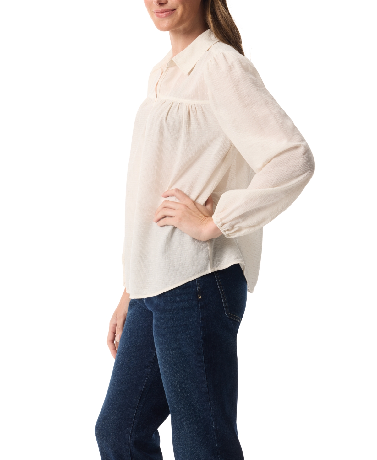 Gloria Vanderbilt Women's Carmen Long-sleeve Woven Top In White