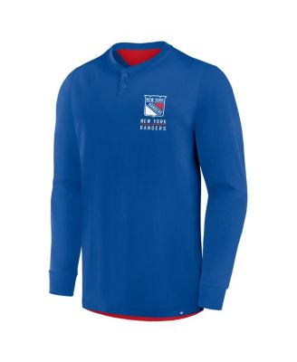 Men's Blue New York Rangers Adrenaline Push Long Sleeve Henley Shirt