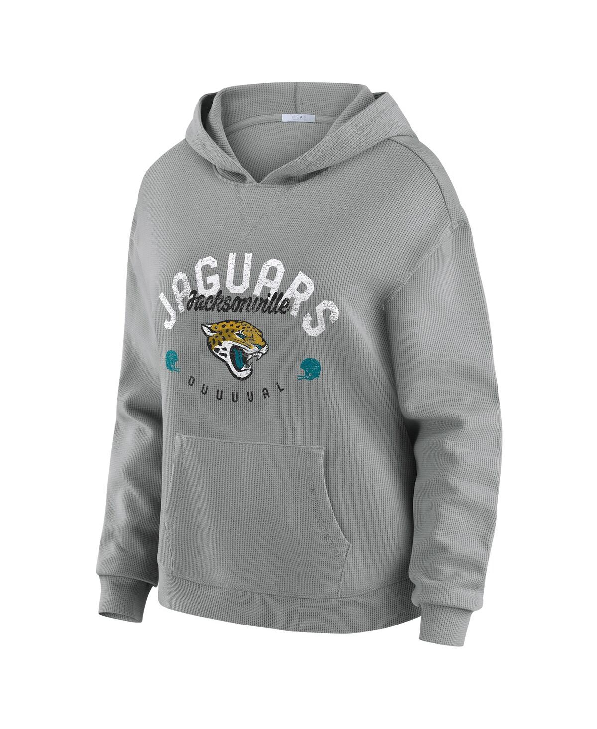 Wear By Erin Andrews Women's 2-piece Gray Jacksonville Jaguars Waffle-knit Long-sleeve Hoodie And Lounge Pant Set In Gray