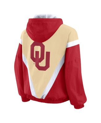 Women's Gold/Crimson Oklahoma Sooners Color Block Full-Zip Hoodie Windbreaker Jacket