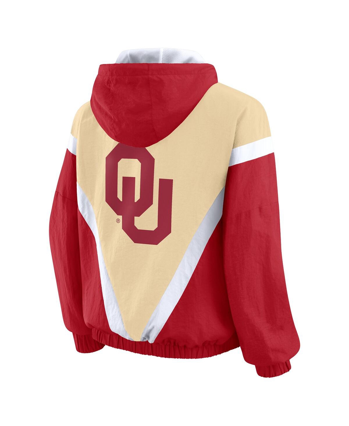 Wear By Erin Andrews Women's Gold/crimson Oklahoma Sooners Color Block Full-zip Hoodie Windbreaker Jacket In Multi