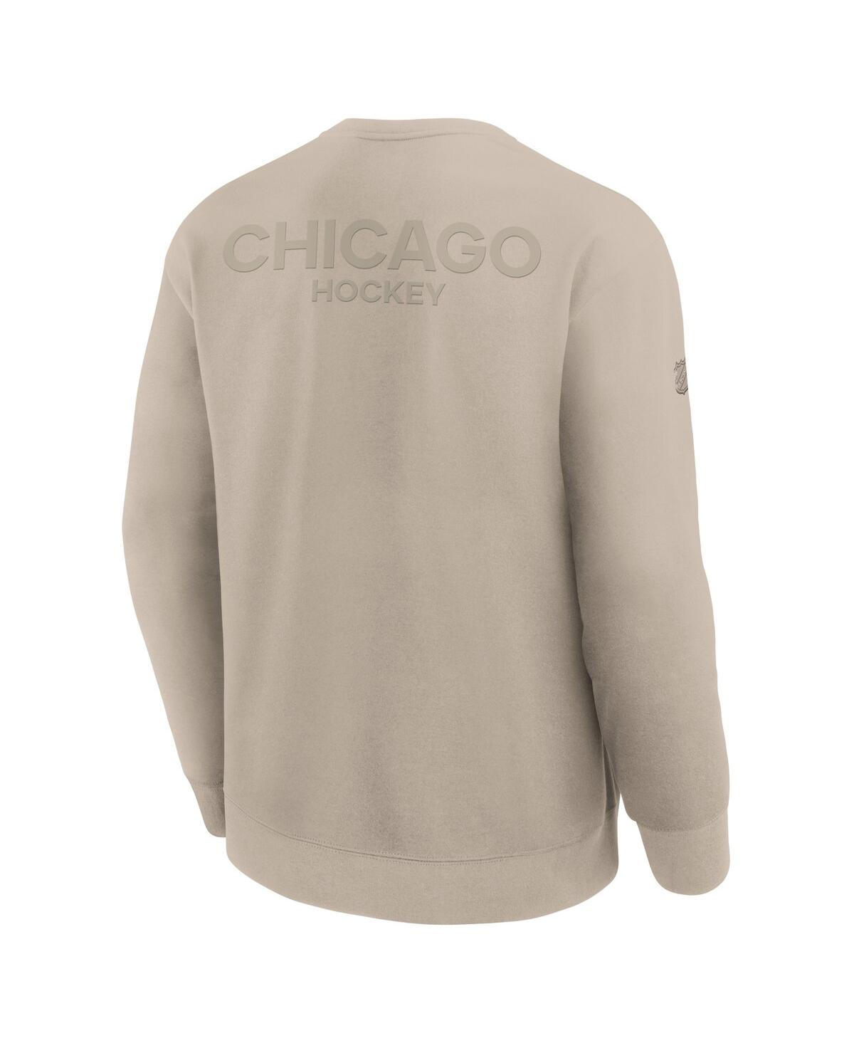 Fanatics Men's Tan Chicago Blackhawks Authentic Pro Road Tri-blend Sweatshirt In Brown
