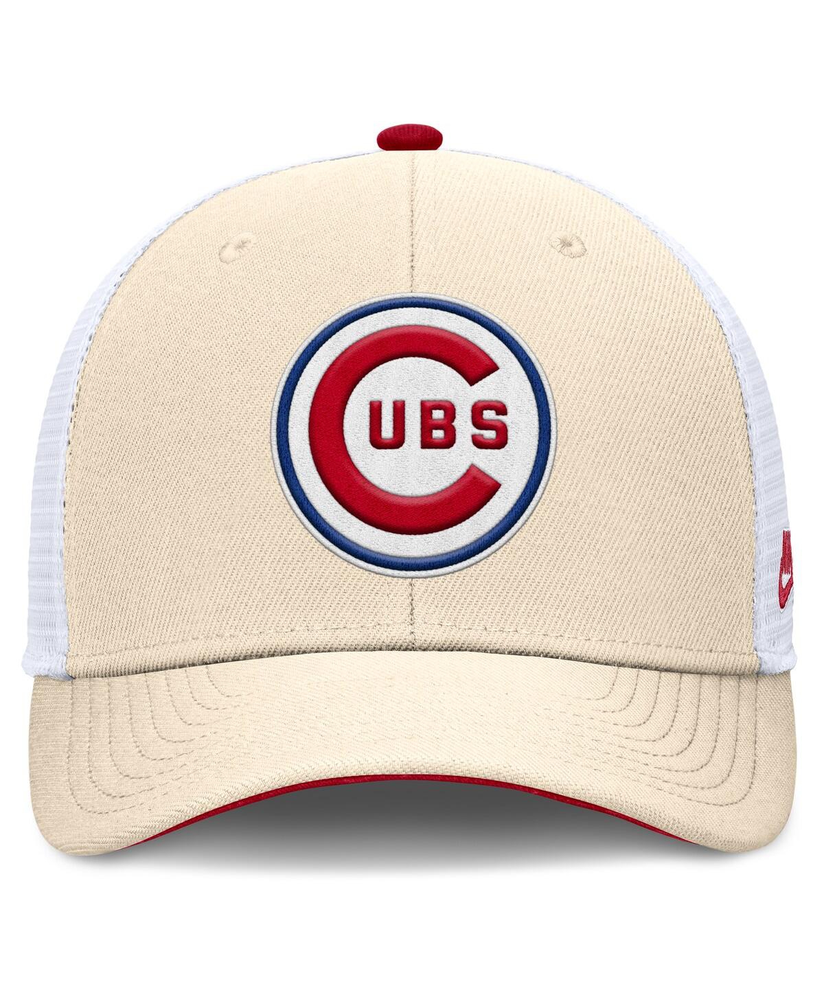 Nike Men's Natural Chicago Cubs Cooperstown Collection Dri-fit Rise Trucker Adjustable Hat