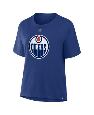Women's Leon Draisaitl Royal Edmonton Oilers Authentic Stack Name Number T-Shirt