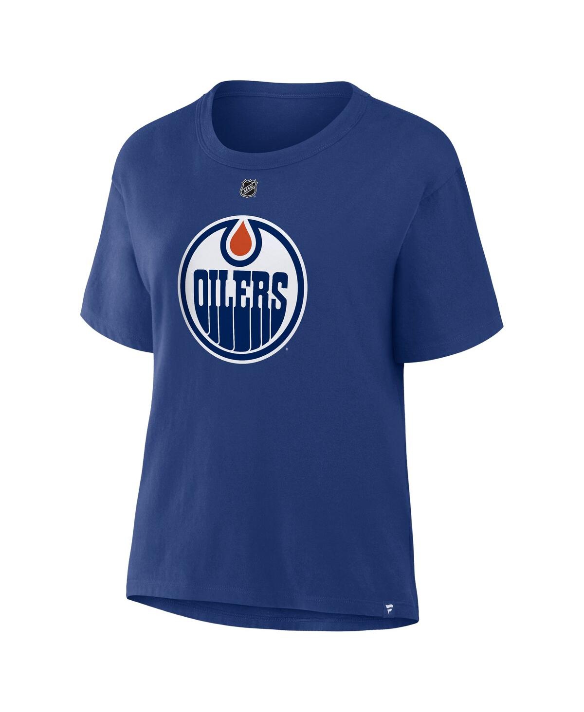 Fanatics Women's Leon Draisaitl Royal Edmonton Oilers Authentic Stack Name Number T-shirt In Multi
