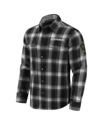 Darius Rucker Collection by Men's Black Vegas Golden Knights Flannel Plaid Full-Snap Shirt
