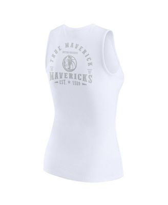 Women's White Dallas Mavericks Rib-Knit Henley Tank Top