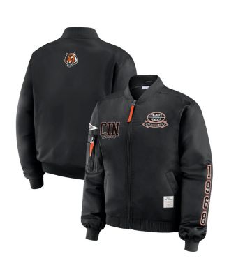 WEAR by Erin Andrews - Women's Black Cincinnati Bengals Patch Full-Zip Bomber Jacket