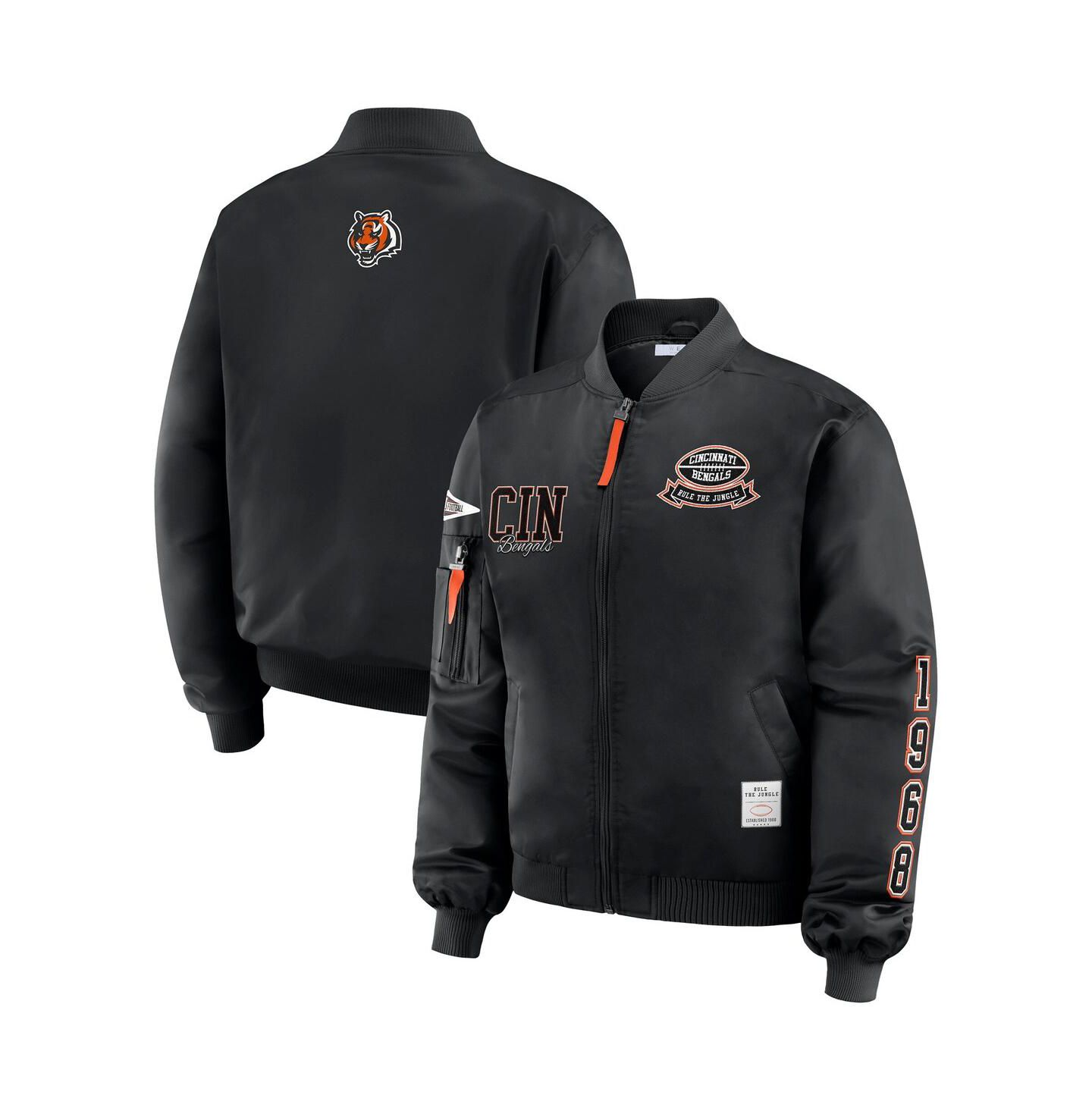 Женская куртка WEAR by Erin Andrews Black Cincinnati Bengals Patch Full-Zip Bomber — фото 1