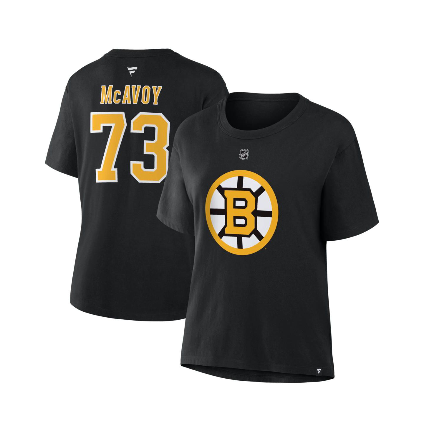 Женская футболка Fanatics Charlie McAvoy Black Boston Bruins Authentic Stack Name & Number — фото 1