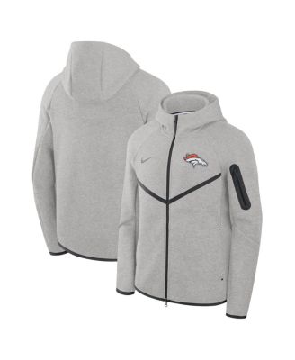 Nike - Men's Heather Gray Denver Broncos Tech Fleece Full-Zip Wind runner Hoodie