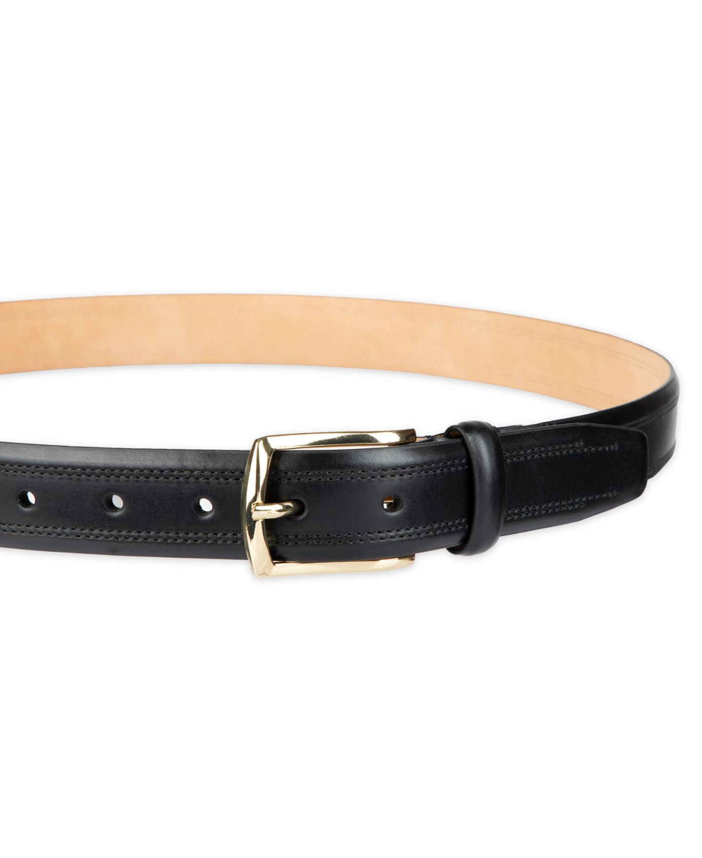 Мужской ремень Cole Haan 30MM Double Stitched Leather Dress Belt, цвет: Чёрный — фото 3