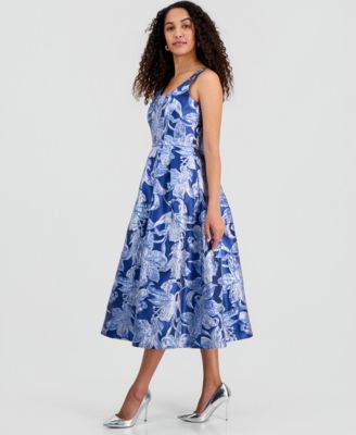 Women's Brocade Sleeveless Midi Dress