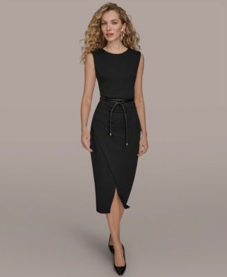 Women's Jewel-Neck Faux-Wrap Dress