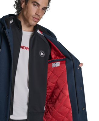 Men's Faux Wool Hooded Varsity Jacket