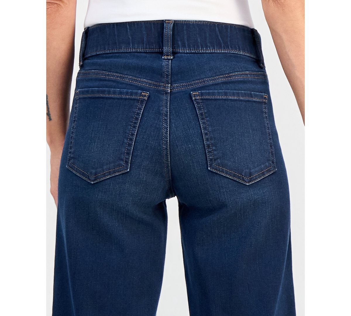 Style & Co Petite Pull-On Shaping High-Rise Wide-Leg Jeans, Macy's Exclusive