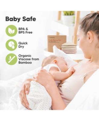 8pk Organic Nursing Pads, Washable Breast Pads + Wash Bag, Reusable Nipple Pads