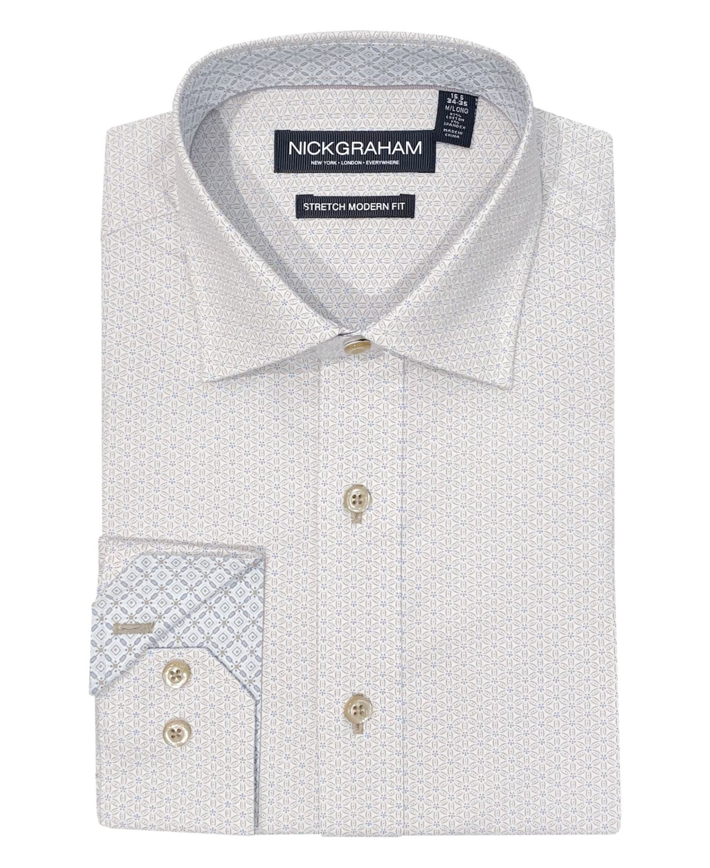 Мужская рубашка Nick Graham Jasmine Floral Modern-Fit, цвет: Белый — фото 7