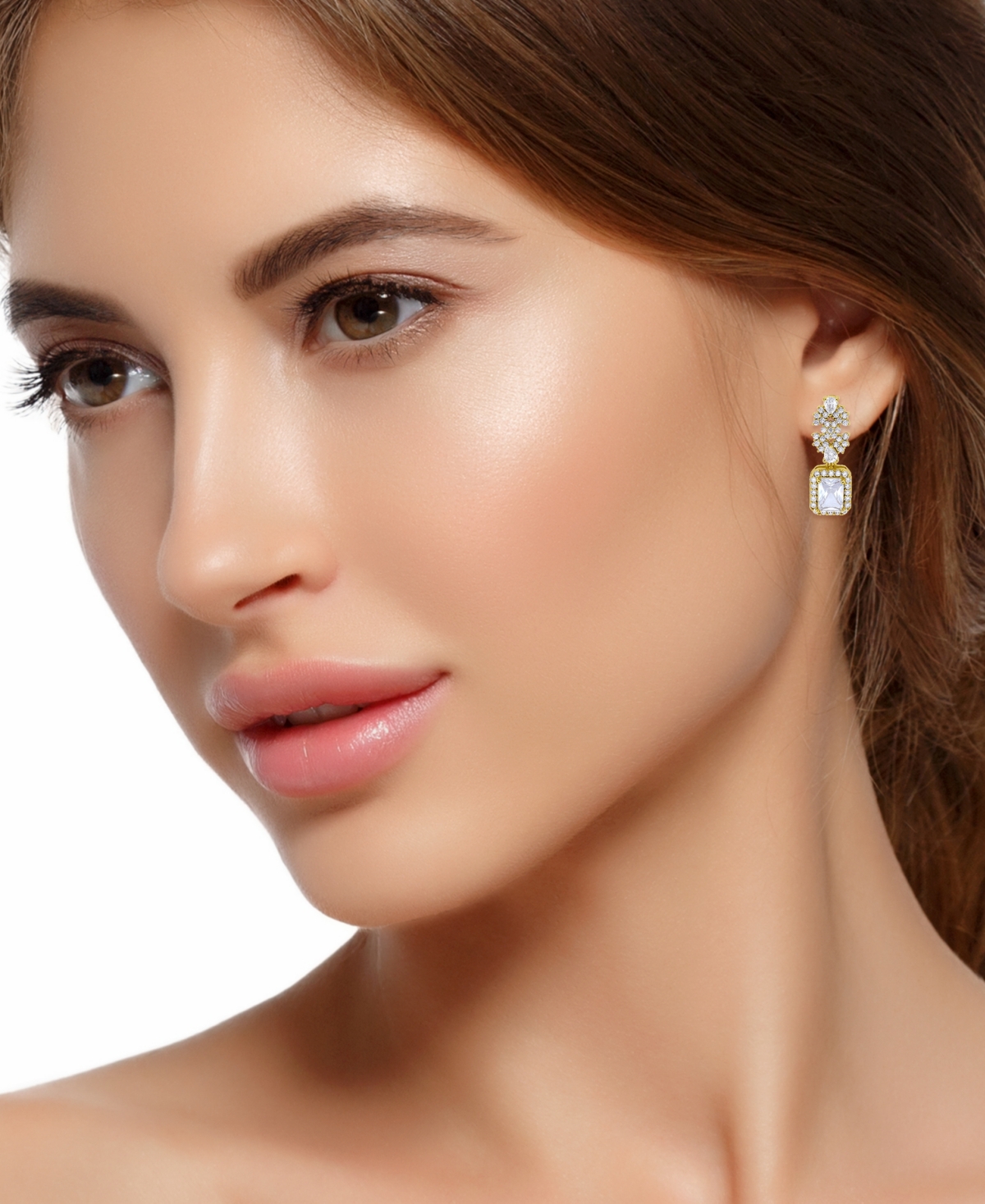 Christian Siriano New York Gold Plated Cubic Zirconia Floral Motif Post Drop Earrings In Gold