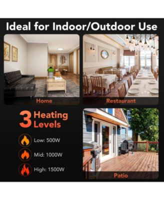 1500W Wall-Mounted Electric Heater Patio Infrared Heater with Remote Control
