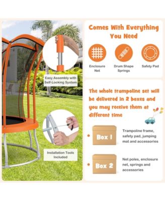 10 Feet Unique Flower Shape Trampoline with Galvanized Steel Frame-Orange