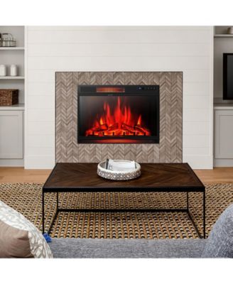 28 Inch Electric Freestanding and Recessed Fireplace with Remote