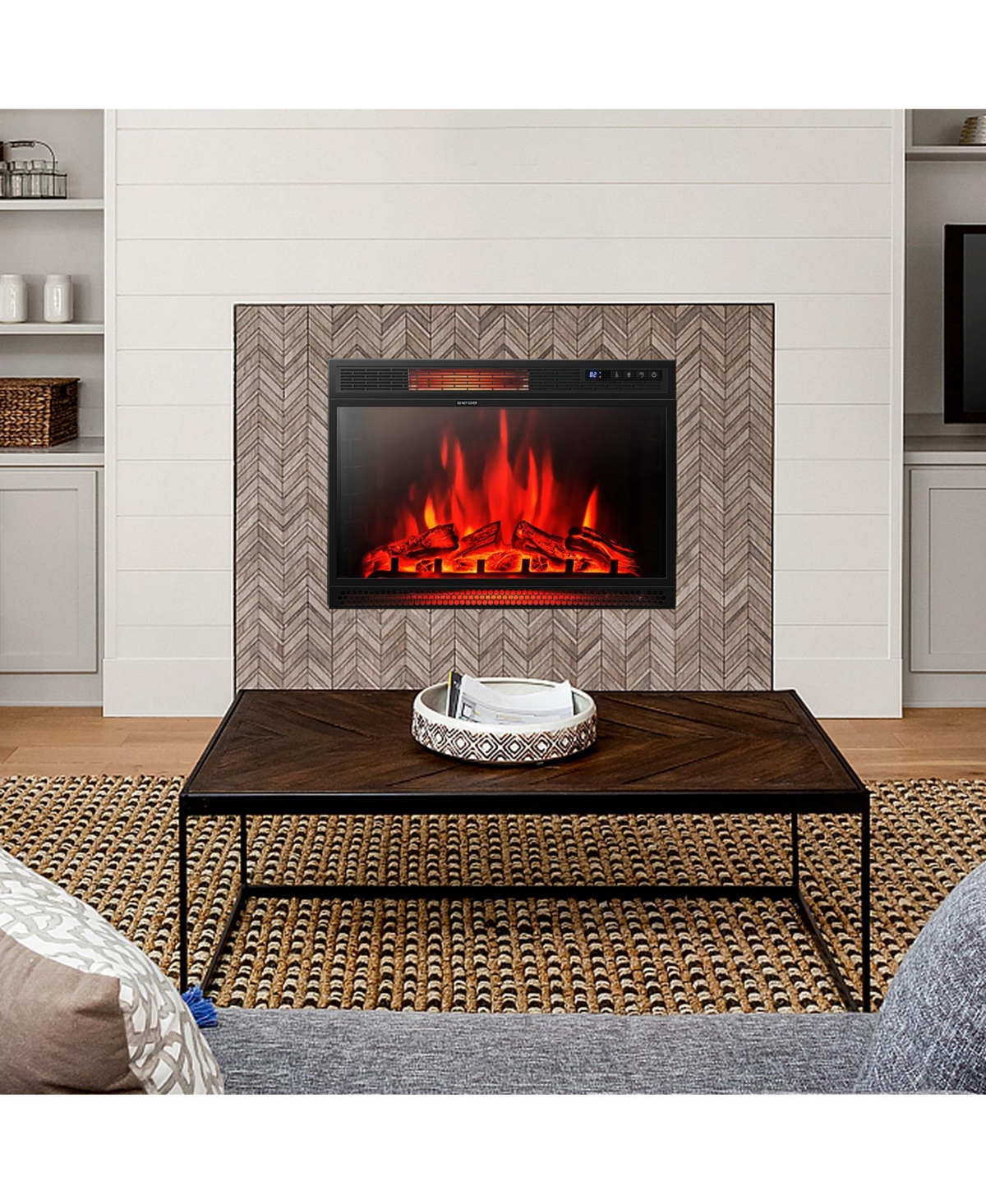 Sugift 28 Inch Electric Freestanding and Recessed Fireplace with Remote