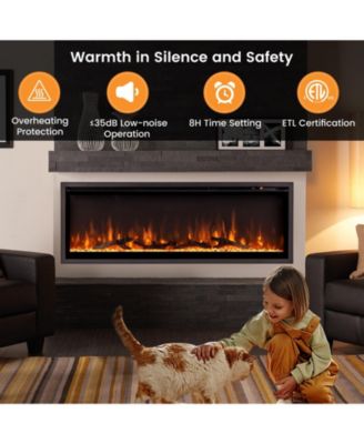 50 Inches Electric Fireplace in-Wall Recessed with Remote Control and Adjustable Color and Brightness
