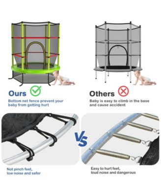 55 Inch Kids Recreational Trampoline Bouncing Jumping Mat with Enclosure Net-Green