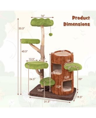 Multi-level Cat Tree with Double Decker Cat House Scratching Posts & Sisal Panel