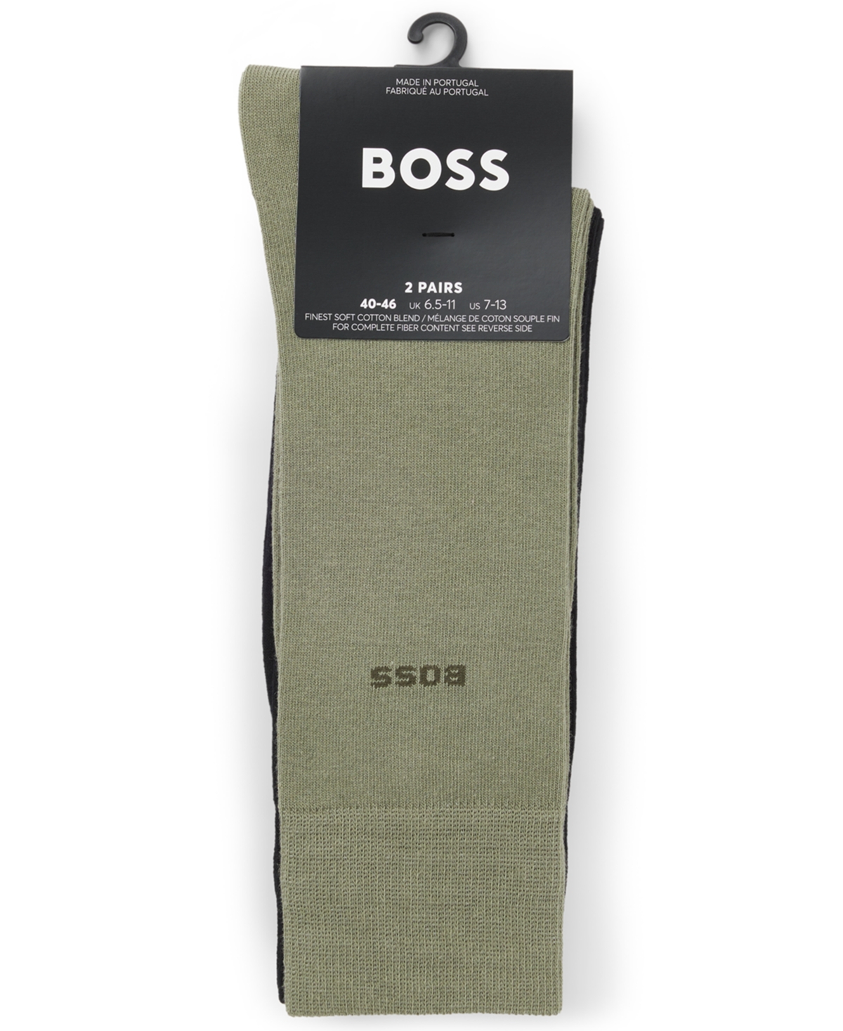 Hugo Boss Men's 2-pack Uniform Color Solid Socks In Green