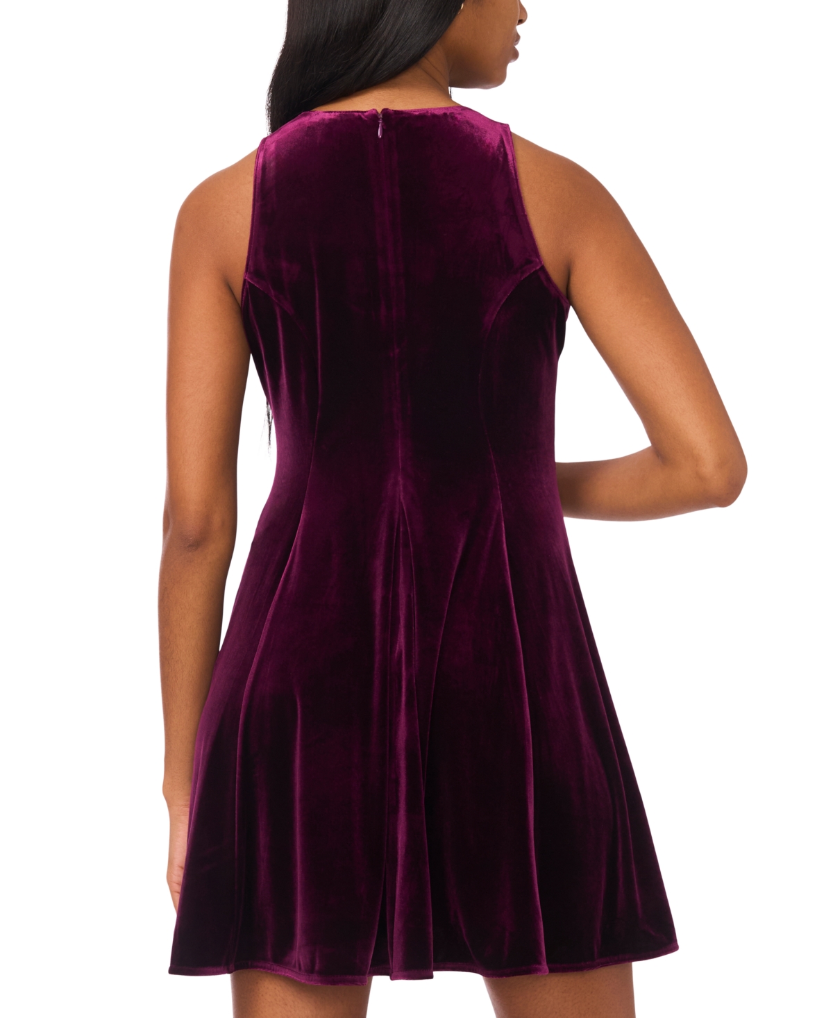 Msk Petite Velvet Trapeze Fit And Flare Dress In Purple