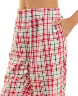 Women's Contrast Waistband Flannel Joggers