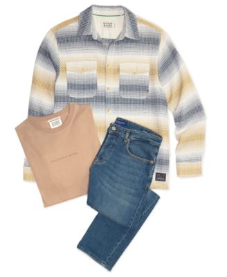 Seasonal Crewneck T-shirt and Structure Stripe Waffle Long-sleeve shirt paired with Zee Straight Fit Jeans 