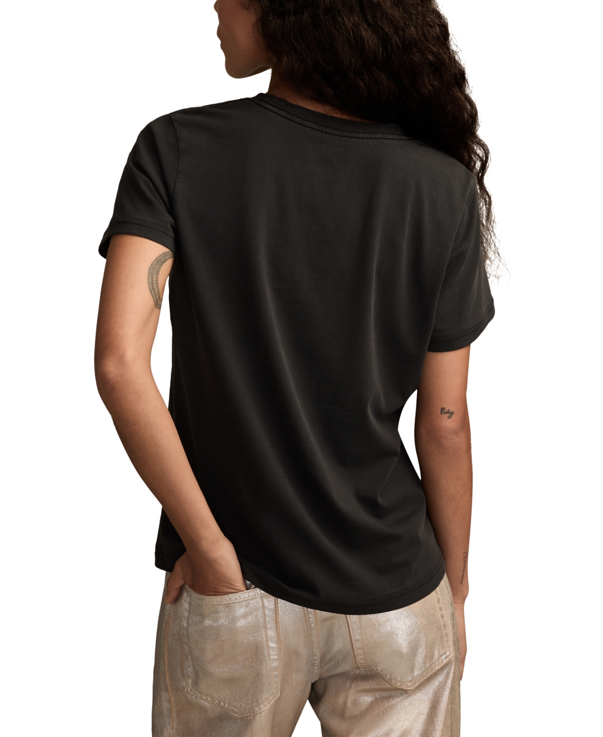 Lucky Brand Christmas Martini Embroidered Graphic T-shirt In Black