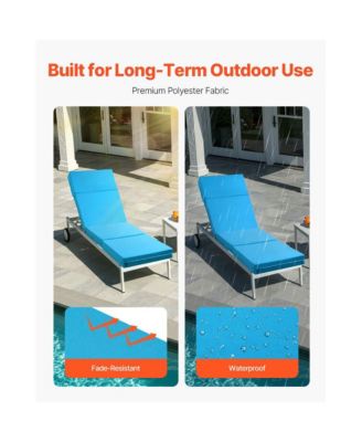 Waterproof Chaise Lounge Chair Cushions Set of 2 for Patio.