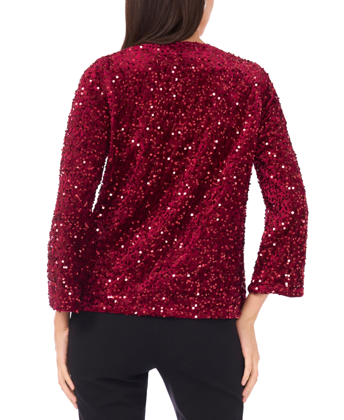 Msk Women's Velvet V-neck Top In Multi