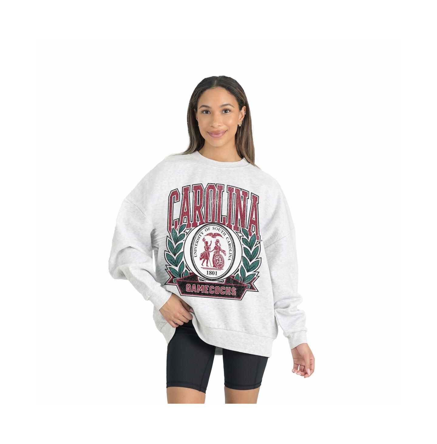 Женская толстовка Gameday Couture Gray South Carolina Gamecocks Premium Fleece Drop Shoulder Oversized Pullover — фото 1