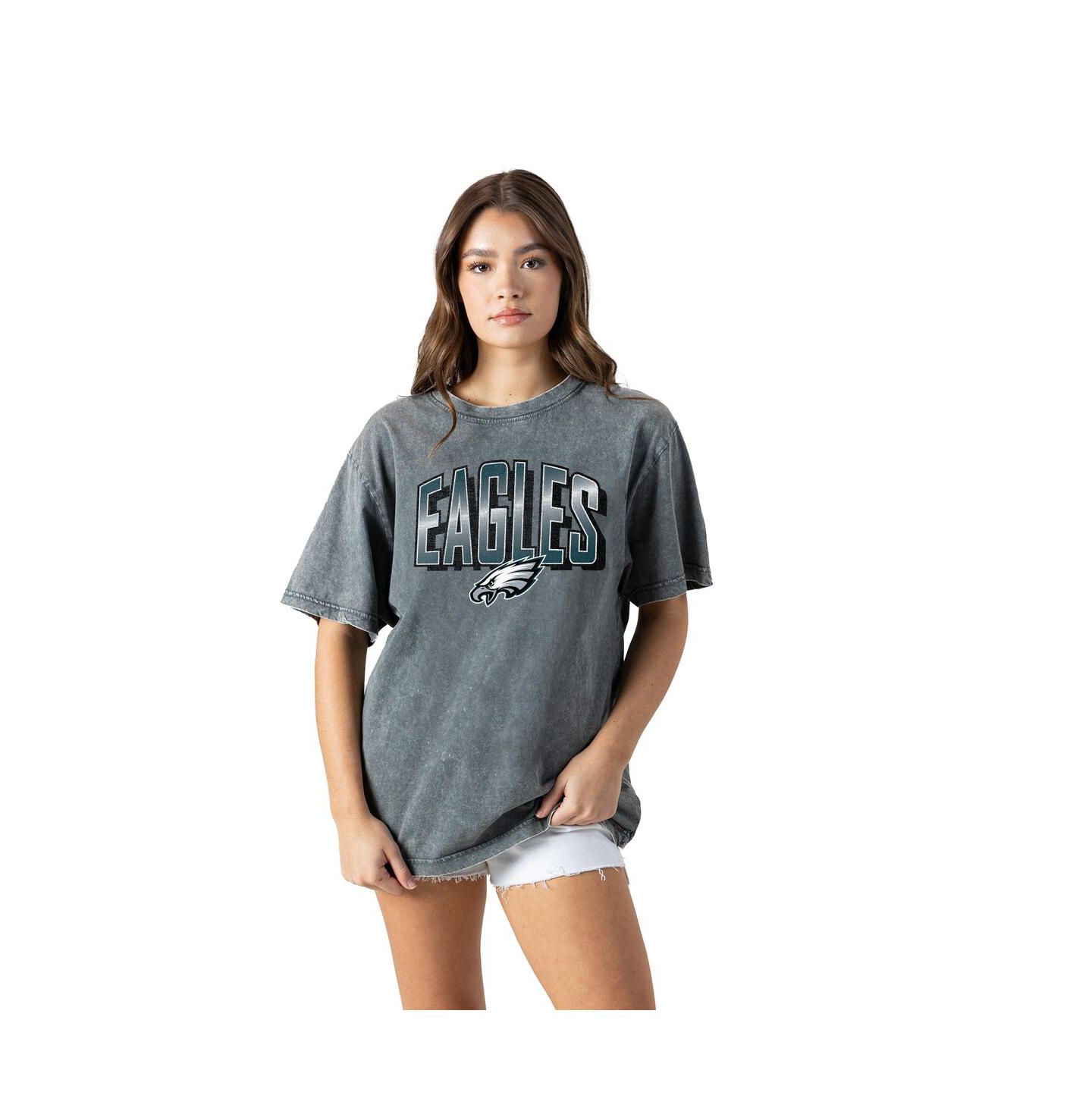 Женская футболка Gameday Couture Gray Philadelphia Eagles Peak Performance Oversized Snow Wash — фото 2