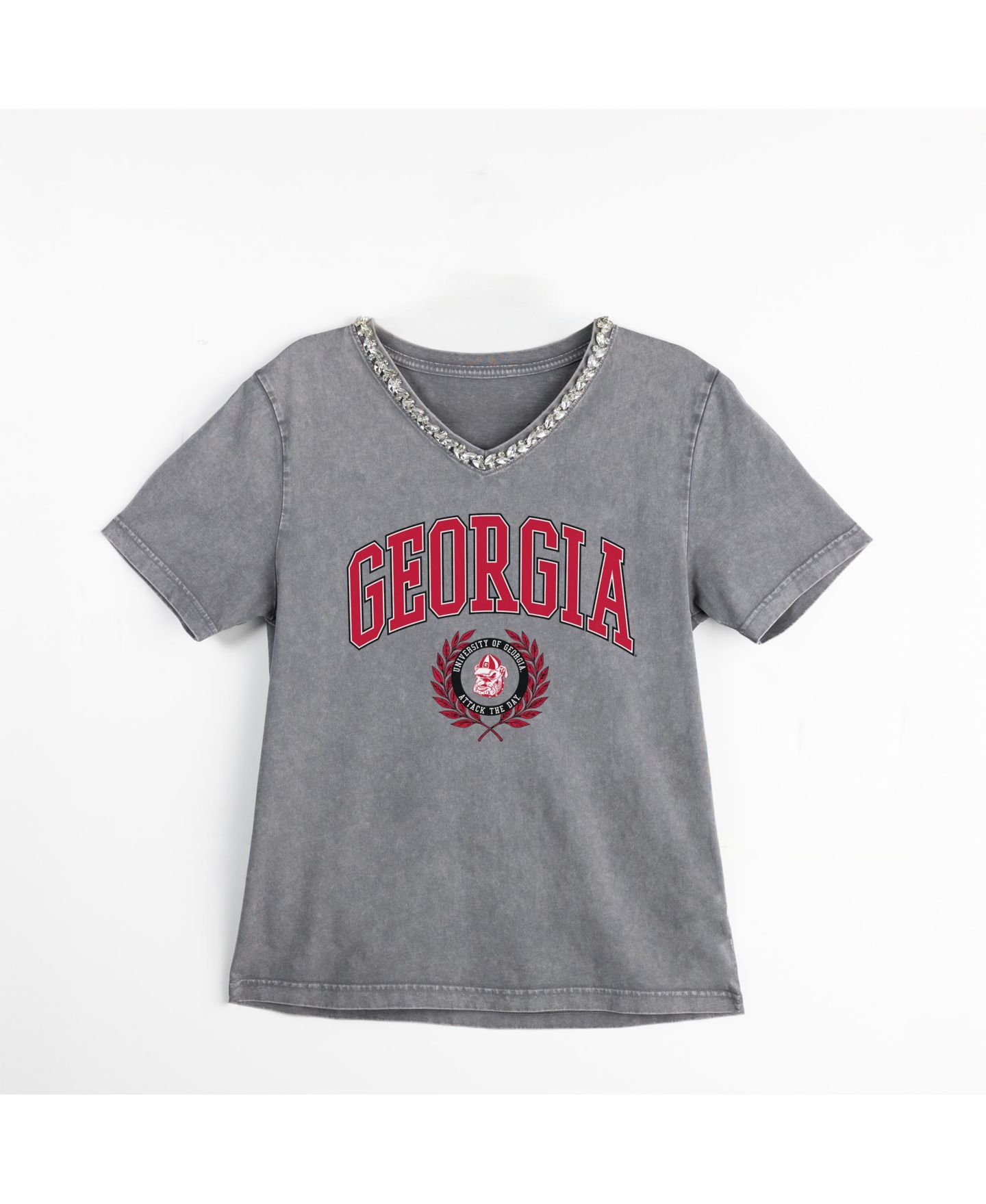 Женская футболка Gameday Couture Gray Georgia Bulldogs Iconic Edge Rhinestone V-Neck — фото 5